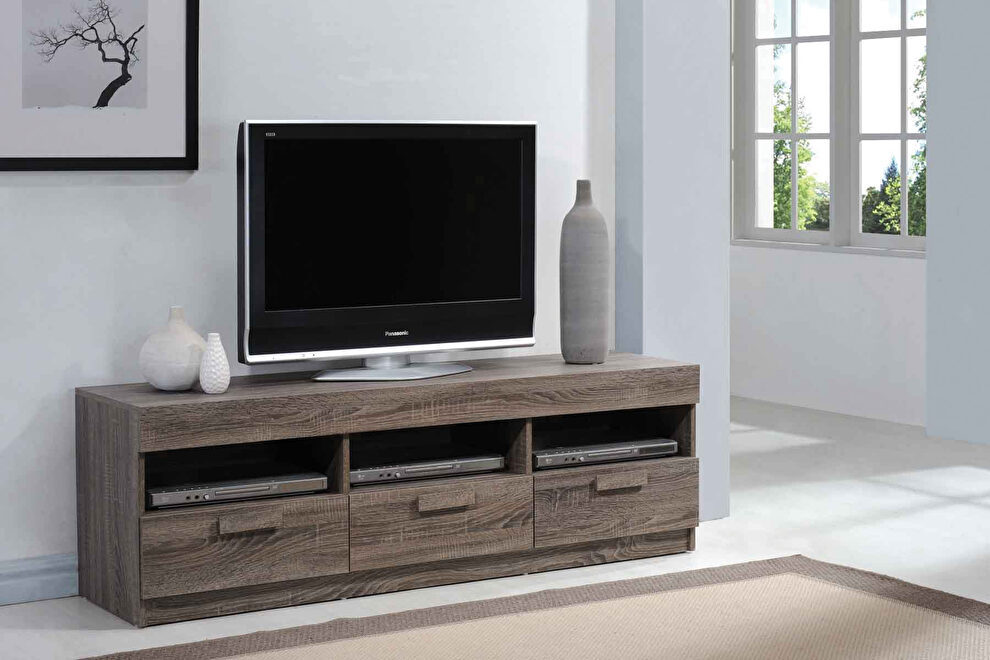 Rustic oak finish tv stand for flat screens tvs up to 60 by Acme