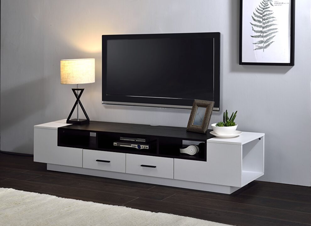White & black finish tv stand by Acme