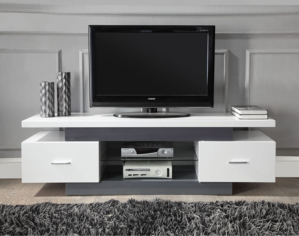 White & gray finish tv stand by Acme