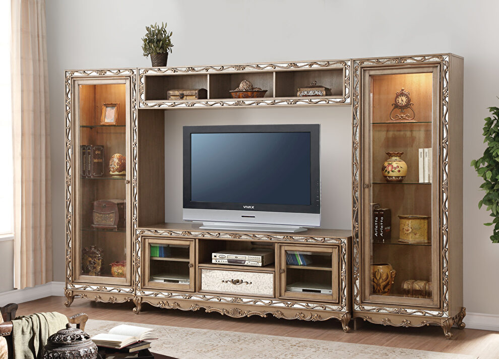 Antique gold finish entertainment center by Acme