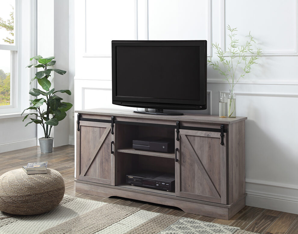 Gray finish cottage-style TV stand by Acme