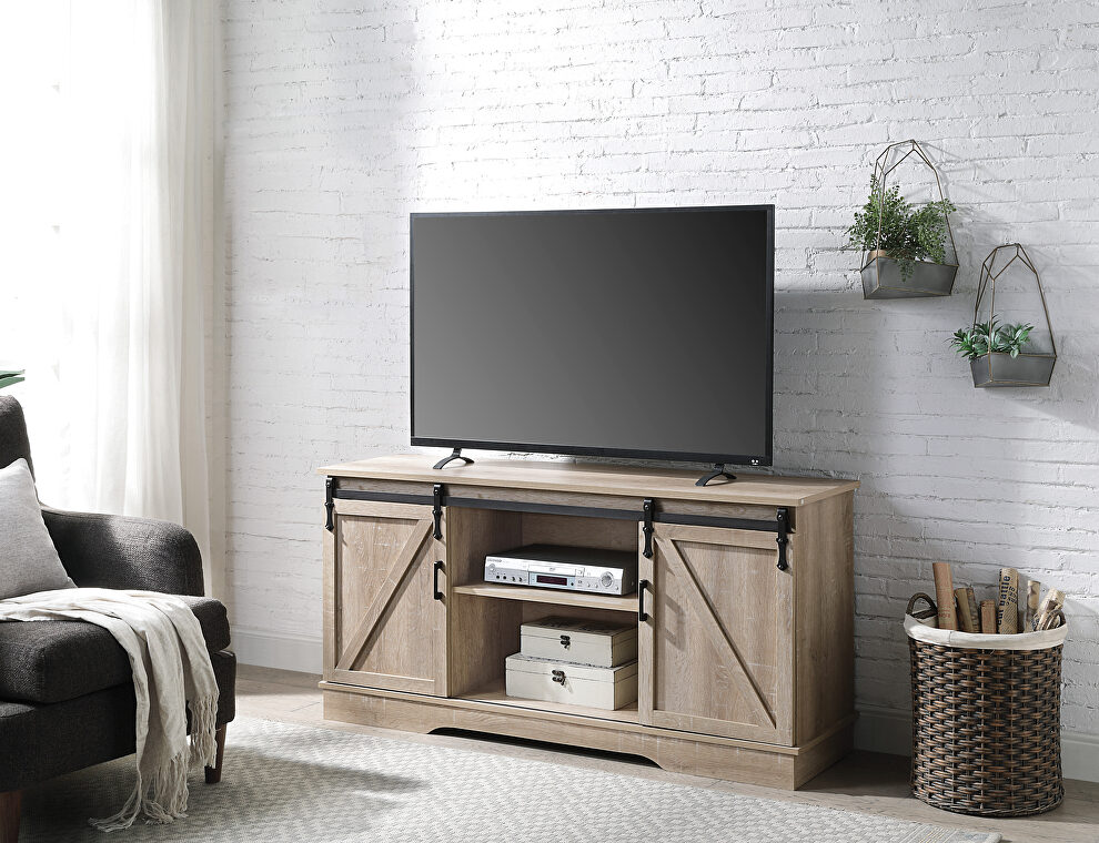 Oak finish cottage-style TV stand by Acme