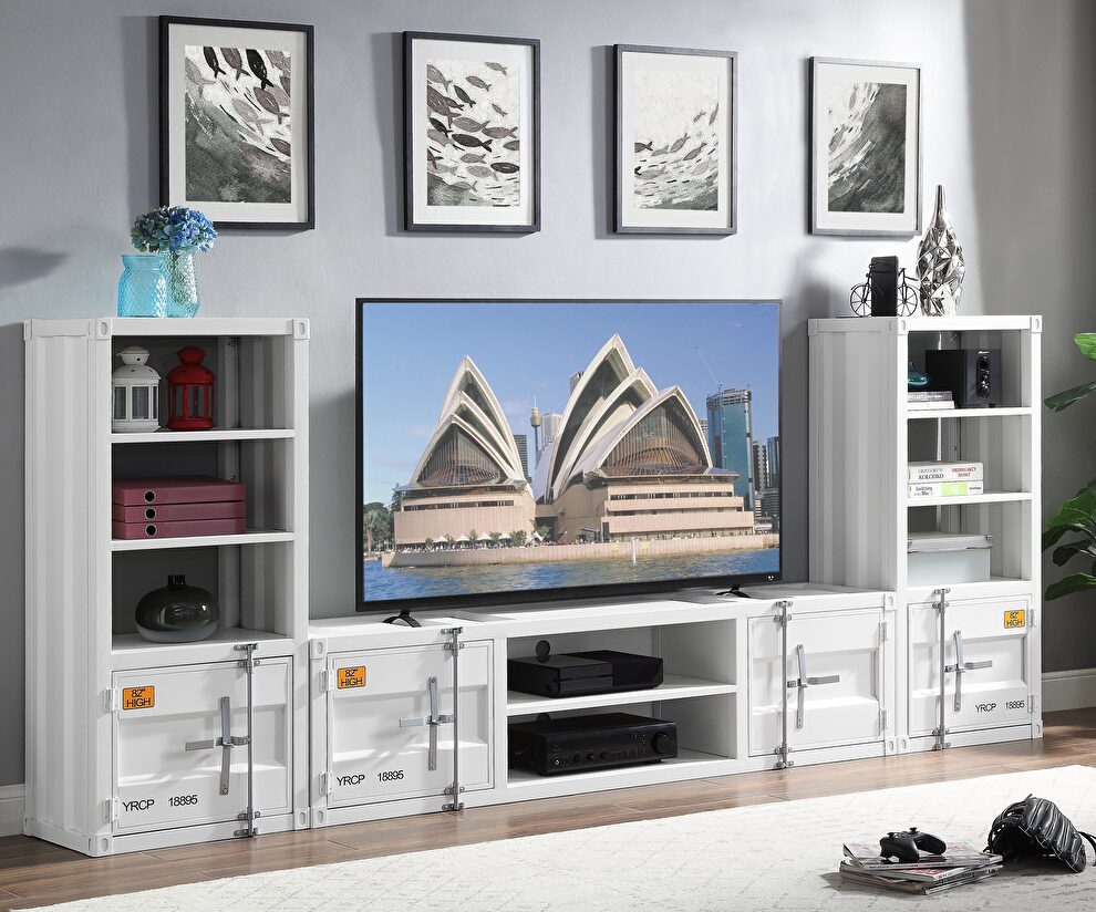 White finish entertainment center by Acme