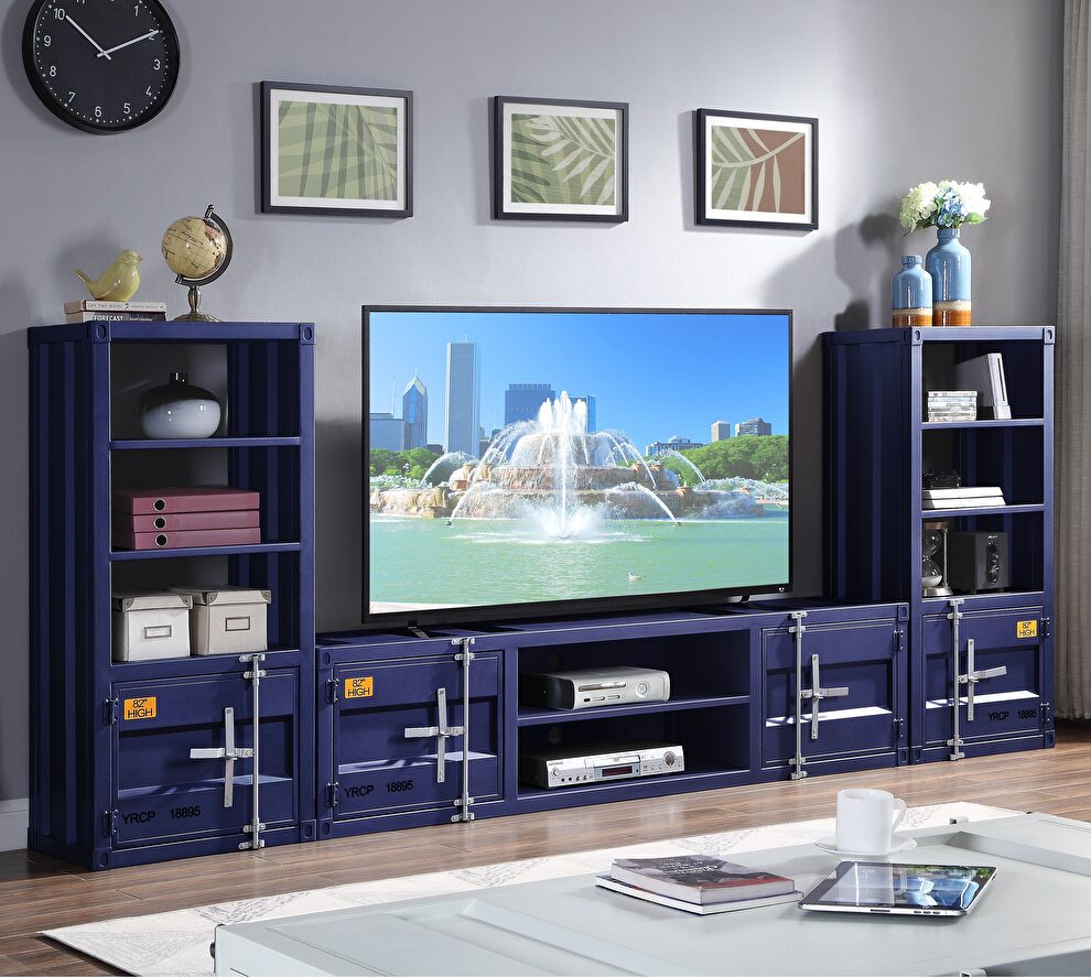 Blue finish entertainment center by Acme