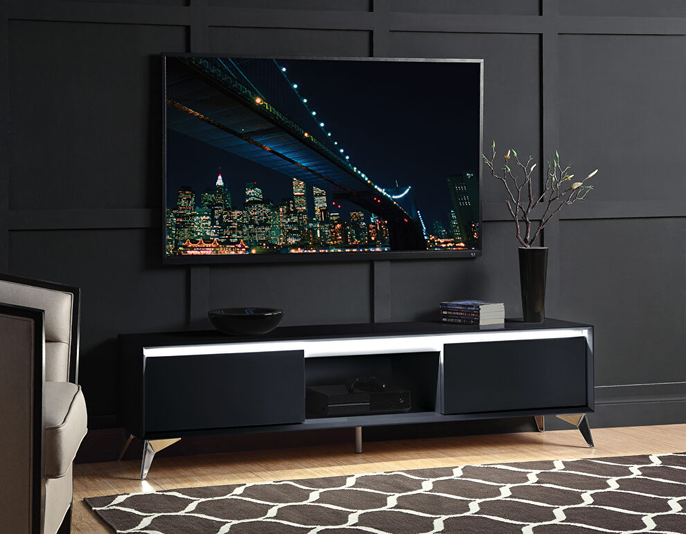 Black & chrome finish TV stand w/ led touch light by Acme