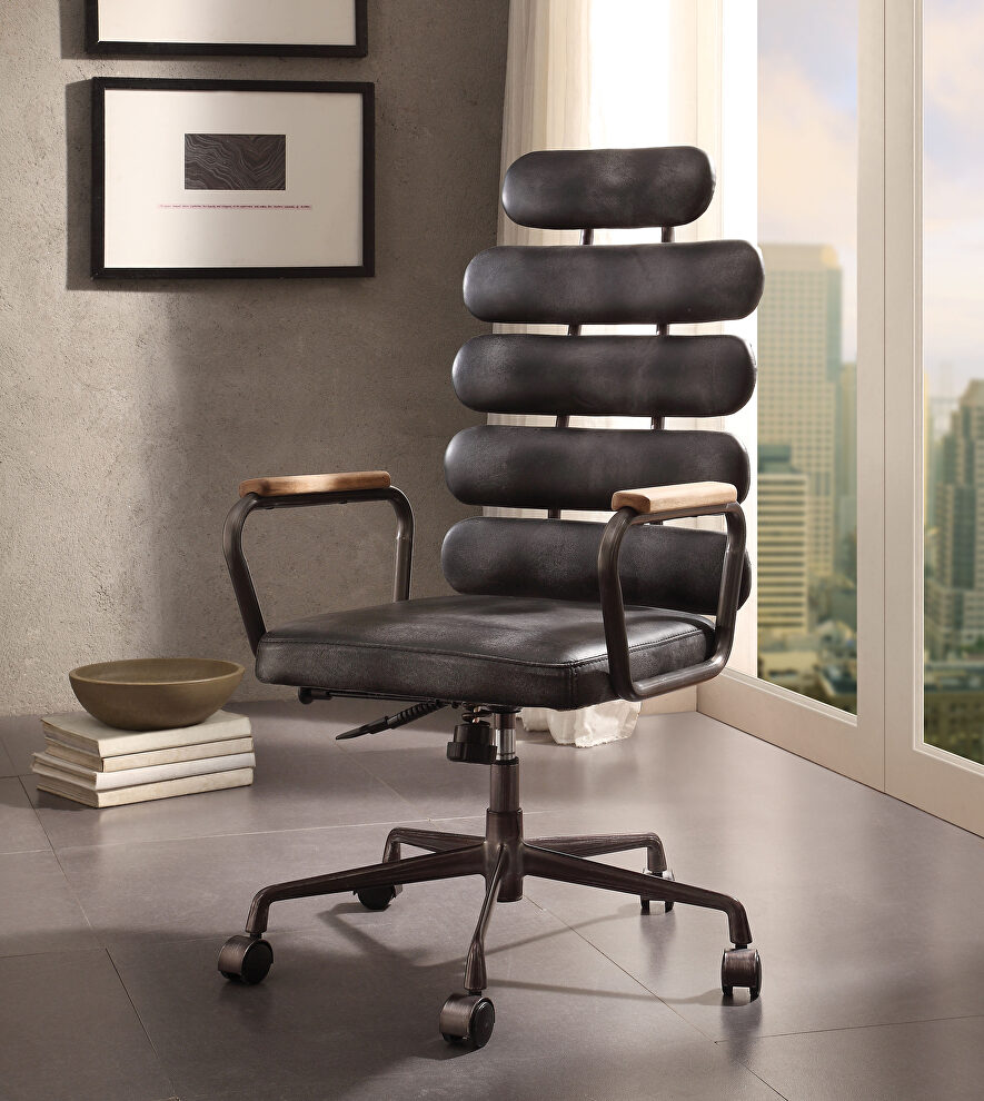 Black top grain leather executive office chair by Acme