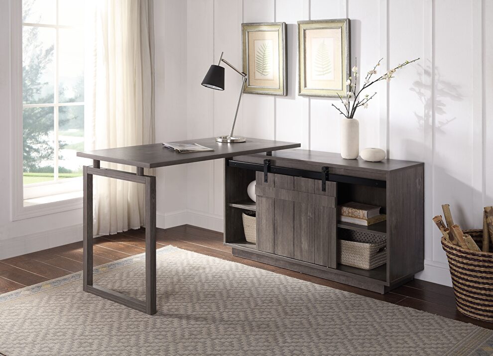 Gray washed desk with cabinet by Acme
