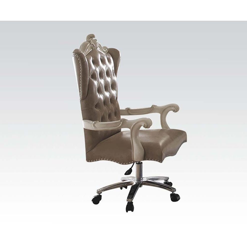 Vintage gray pu & bone white executive chair w/swivel & lift by Acme