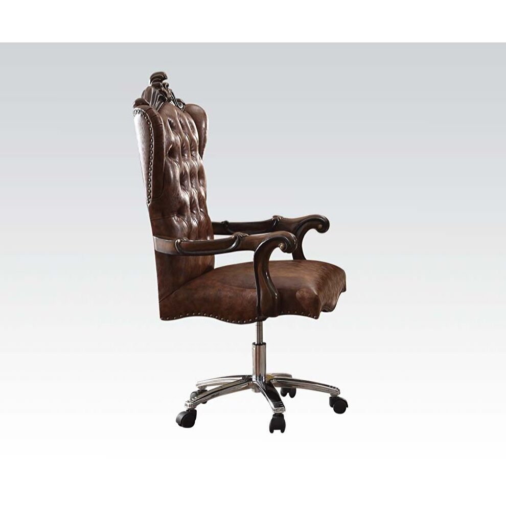 2-tone light brown pu & cherry oak executive chair w/swivel & lift by Acme