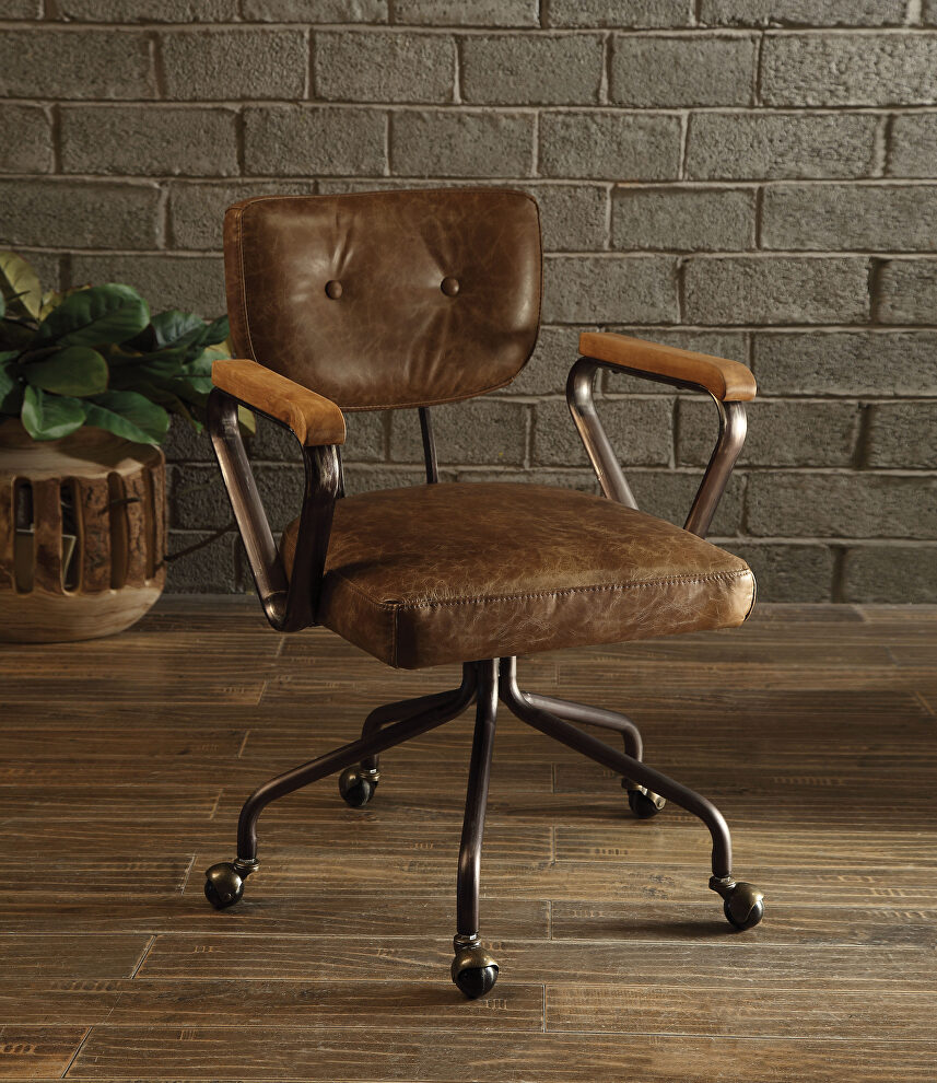 Whiskey top grain leather executive office chair on wheels by Acme