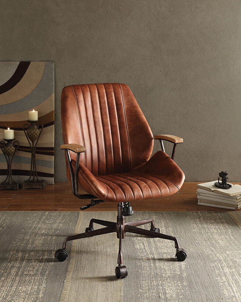 Cocoa top grain leather executive office chair by Acme