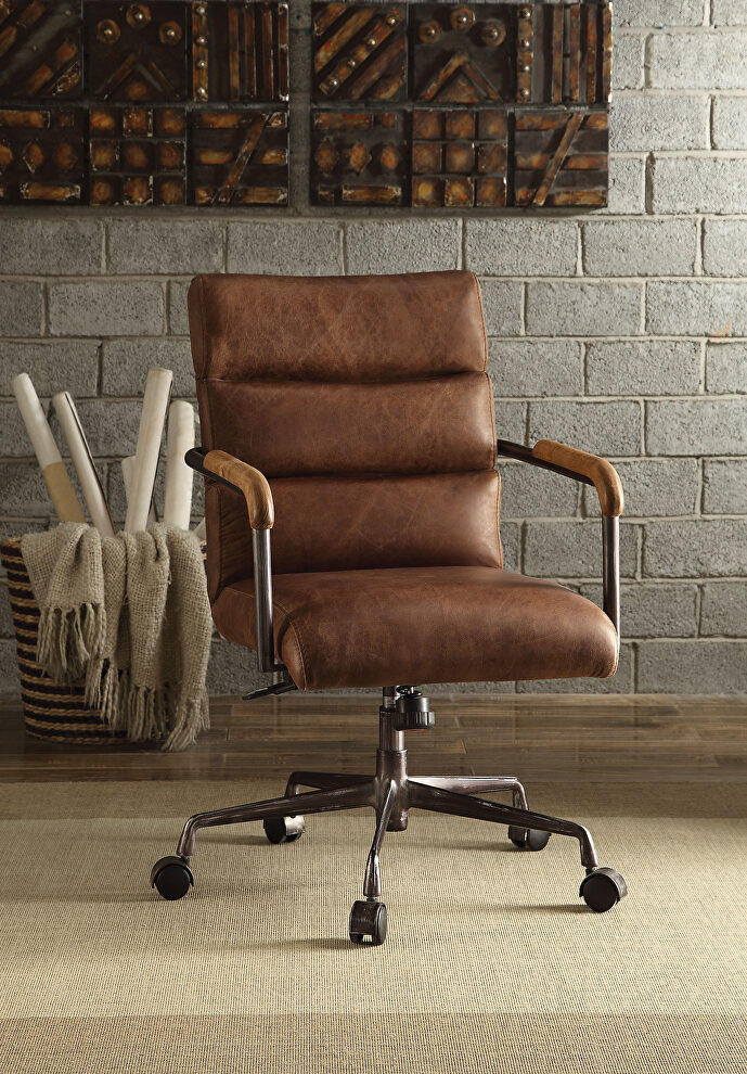 Top grain leather executive office chair in brown by Acme