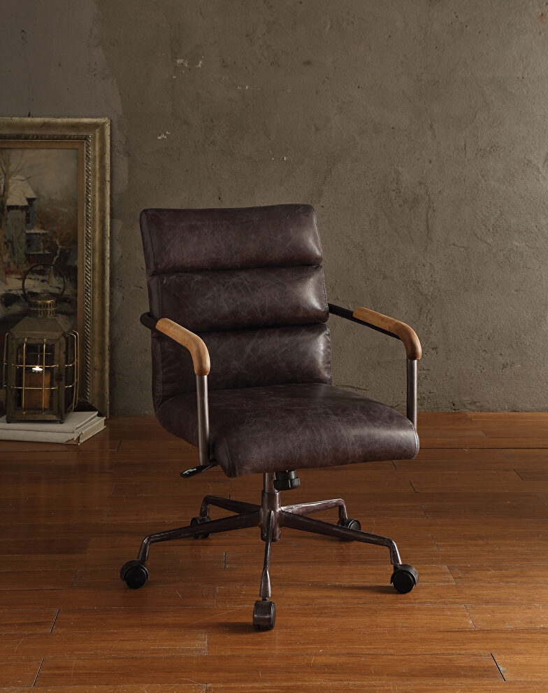 Antique slate top grain leather executive office chair, antique slate top grain leather by Acme