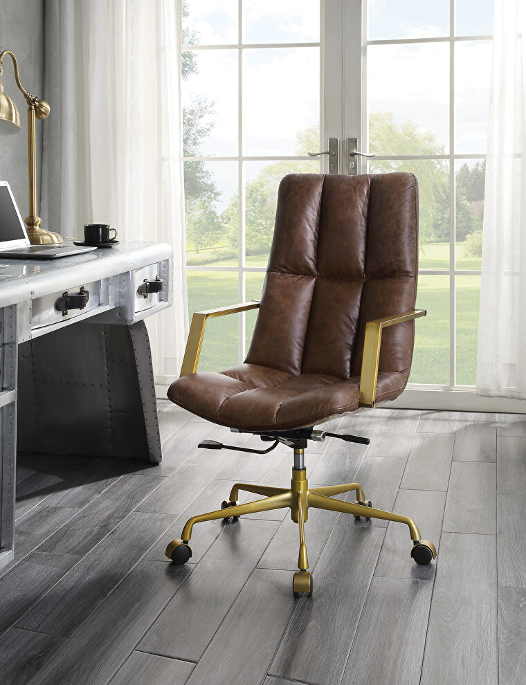 Espresso top grain leather swivel executive office chair by Acme