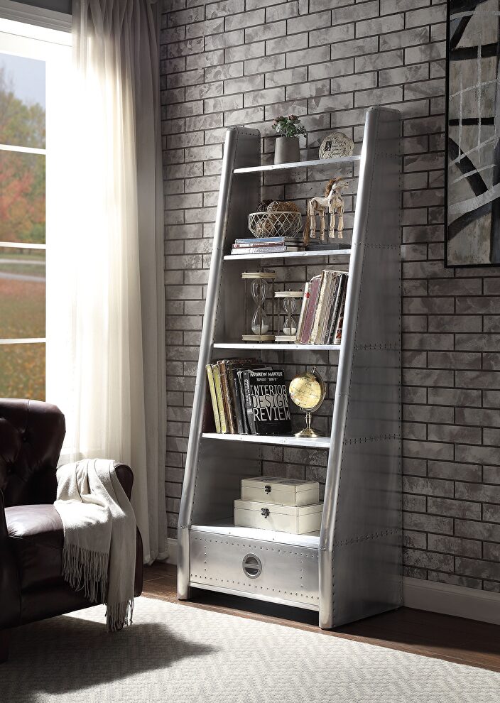 Aluminum bookshelf by Acme