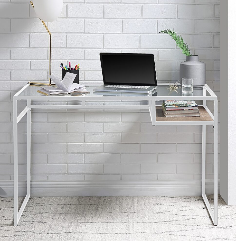 White & glass desk by Acme