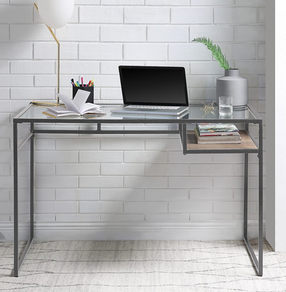 Gray & glass desk by Acme