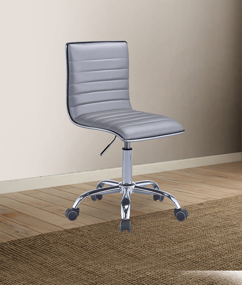 Silver pu & chrome office chair by Acme
