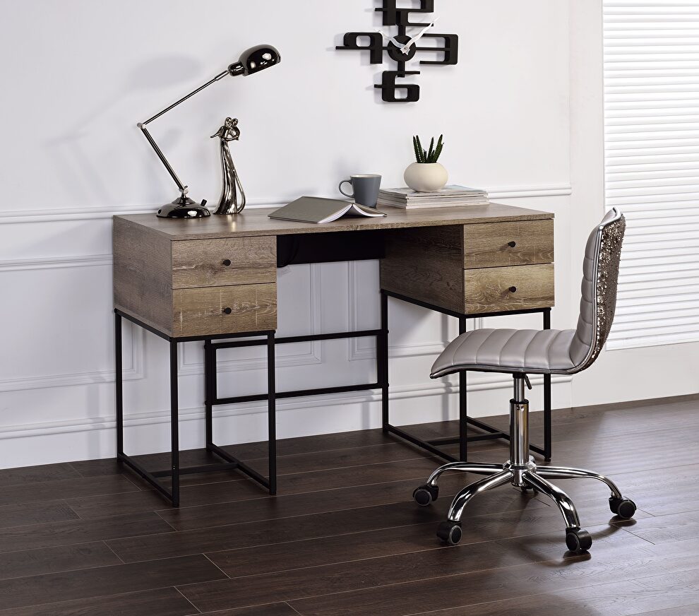 Rustic oak & black finish desk by Acme