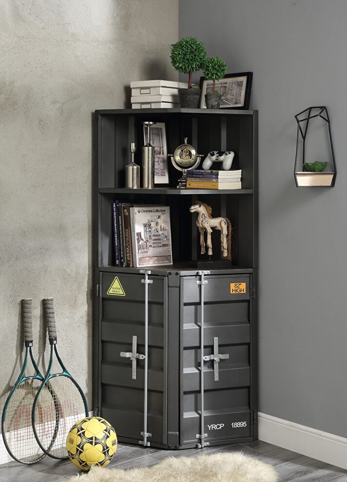 Gunmetal corner bookcase by Acme