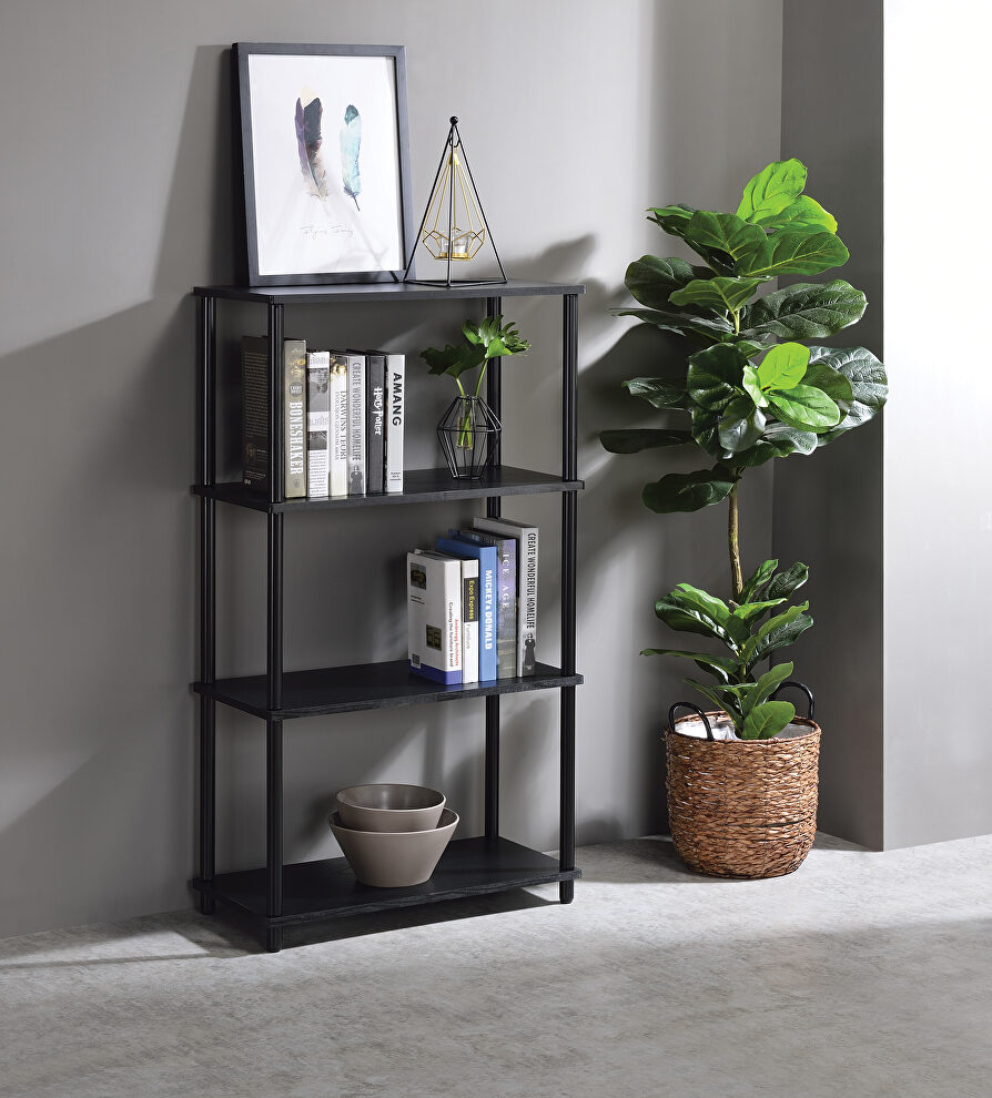 Black finish metal frame bookshelf by Acme