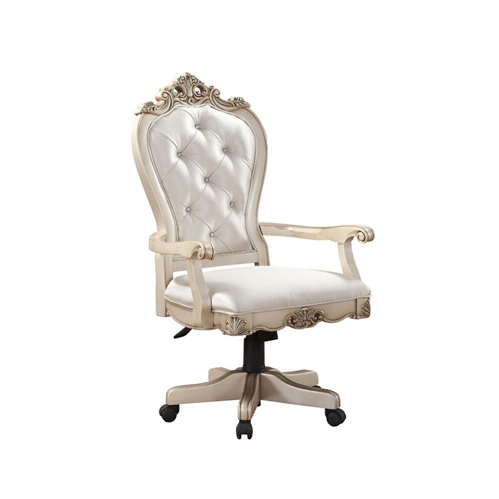 Fabric & antique white finish executive office chair by Acme
