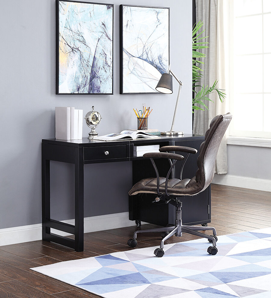 Black finish foldable desk by Acme