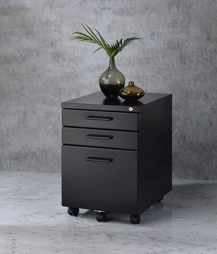 Black finish file cabinet by Acme