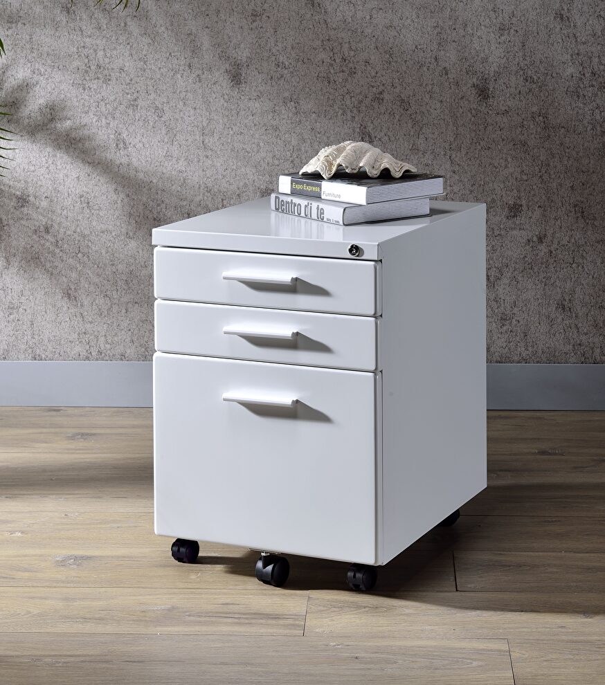 White finish file cabinet by Acme
