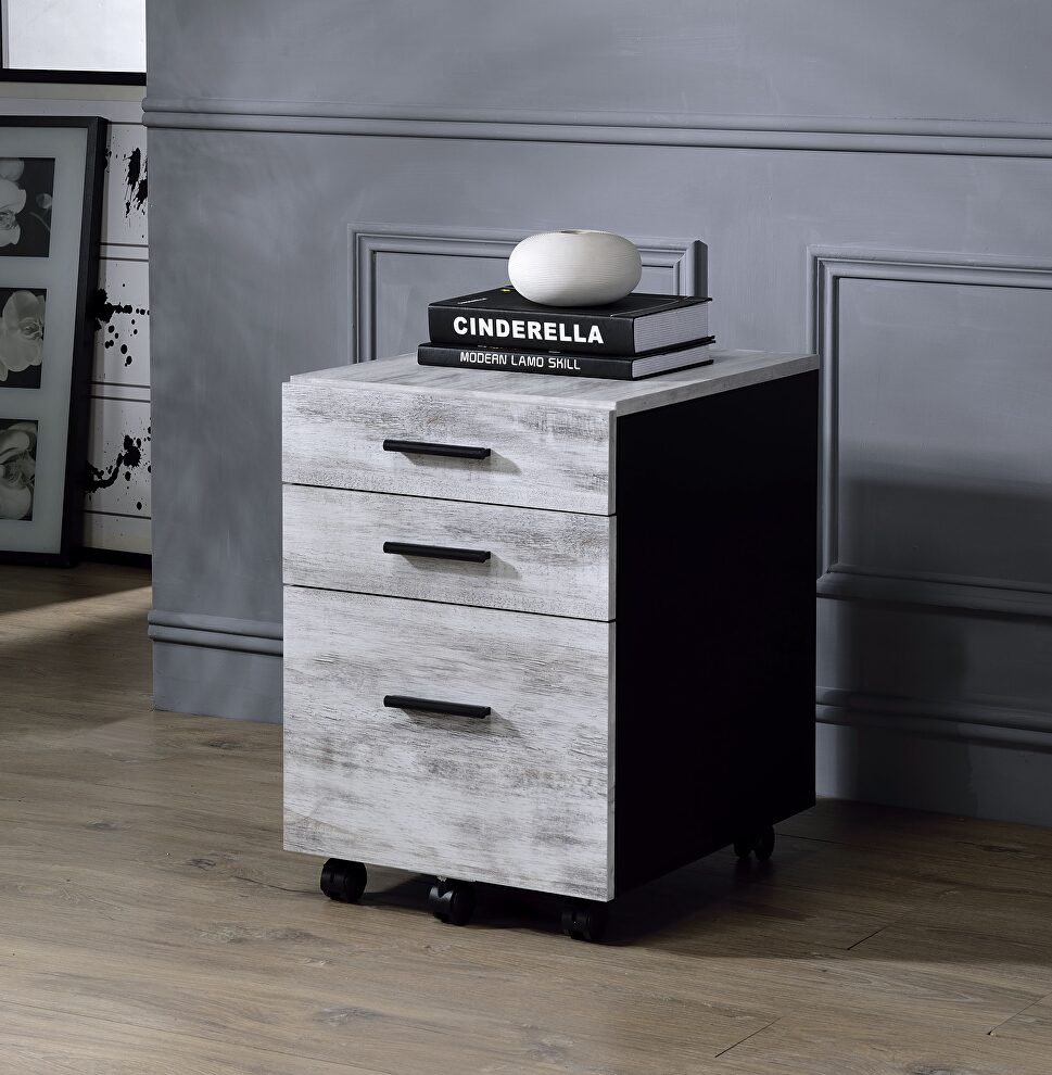 Antique white & black file cabinet by Acme