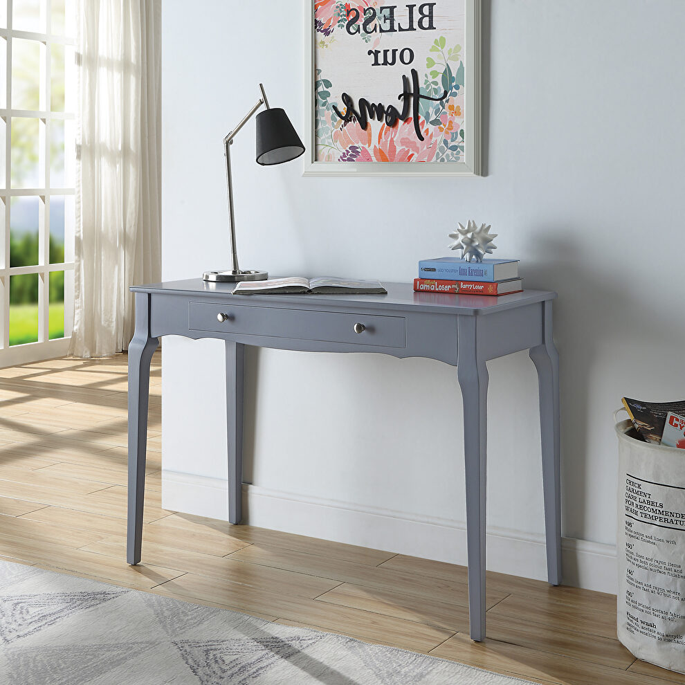 Gray finish gently curving details writing desk by Acme