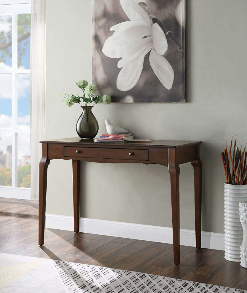 Espresso finish gently curving details writing desk by Acme