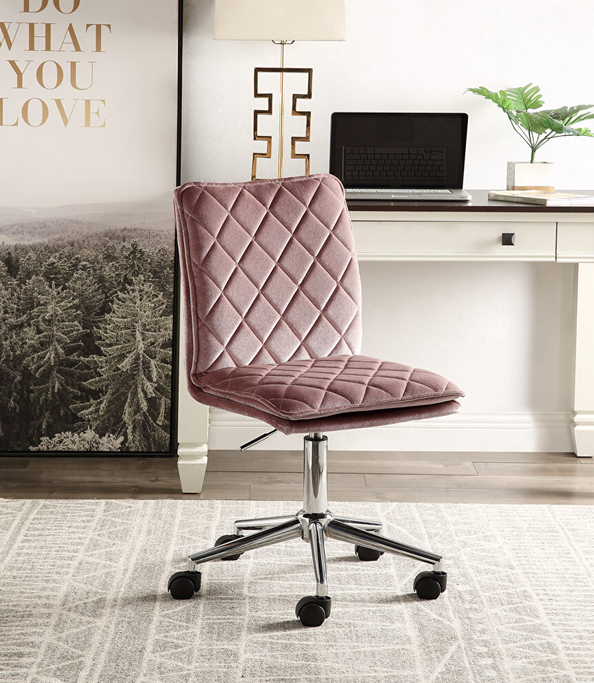 Pink velvet fully covered tempting textures office chair by Acme