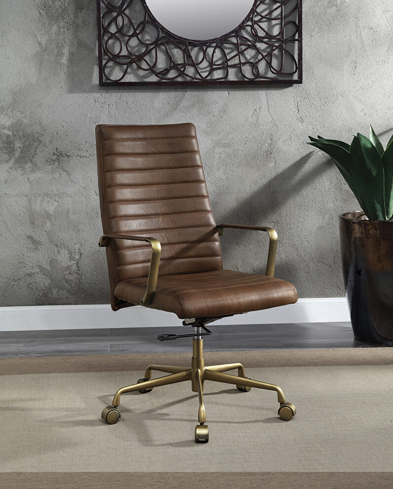 Saturn top grain leather executive swivel office chair by Acme