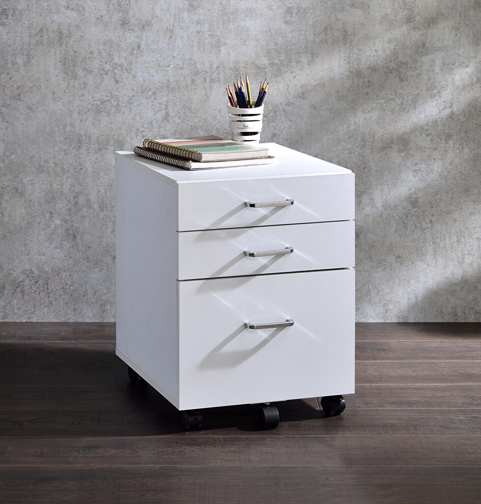 White finish modern concise design file cabinet by Acme