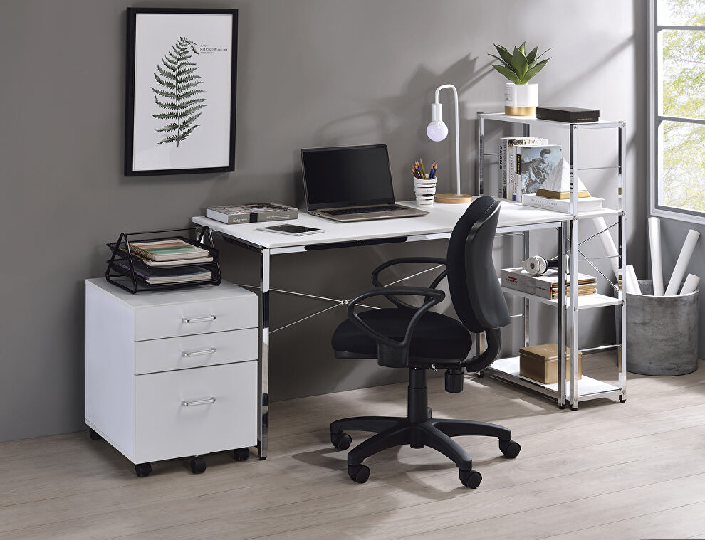 White top & chrome finish base writing desk by Acme