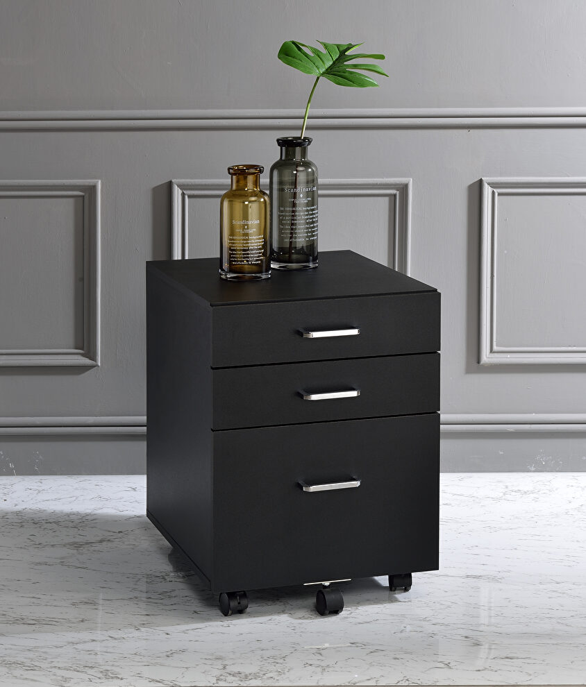 Black & chrome finish modern concise design cabinet by Acme