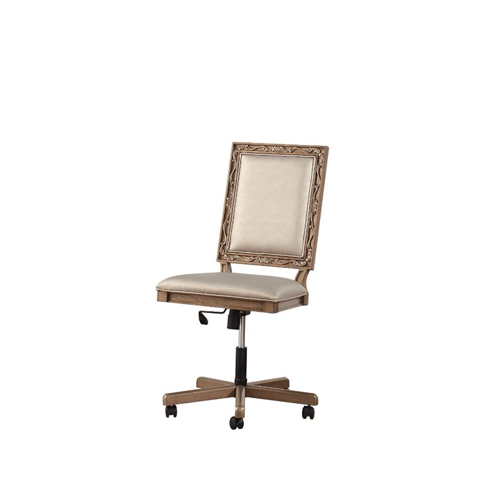 Champagne pu & antique gold finish executive office chair by Acme