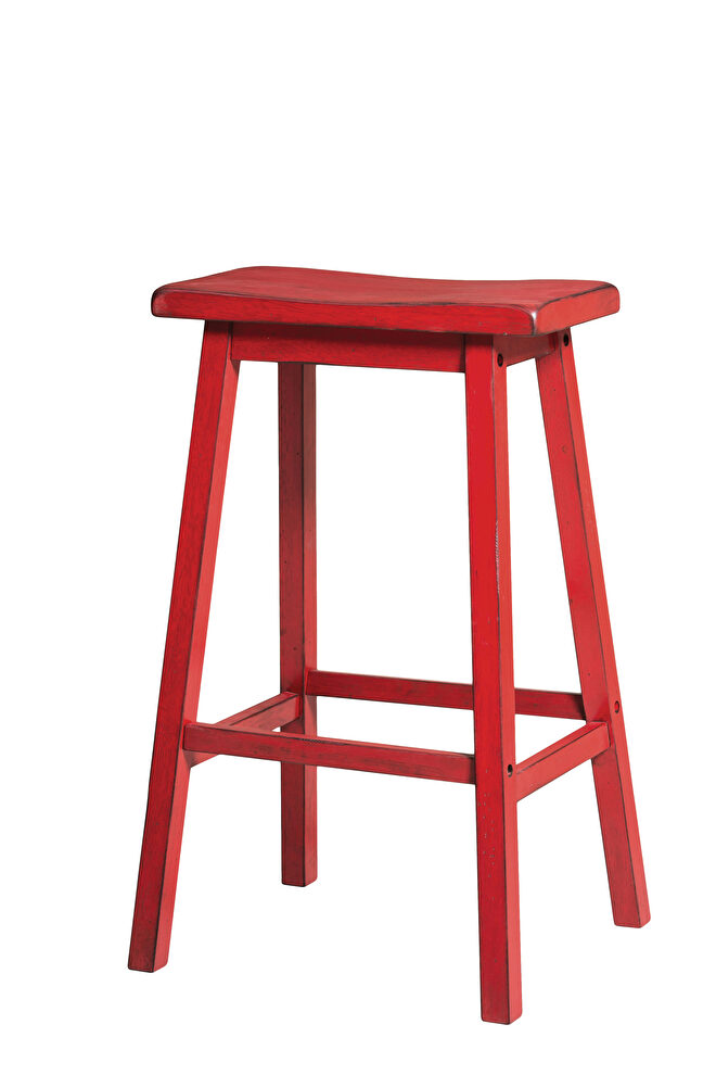 Antique red finish bar stool by Acme