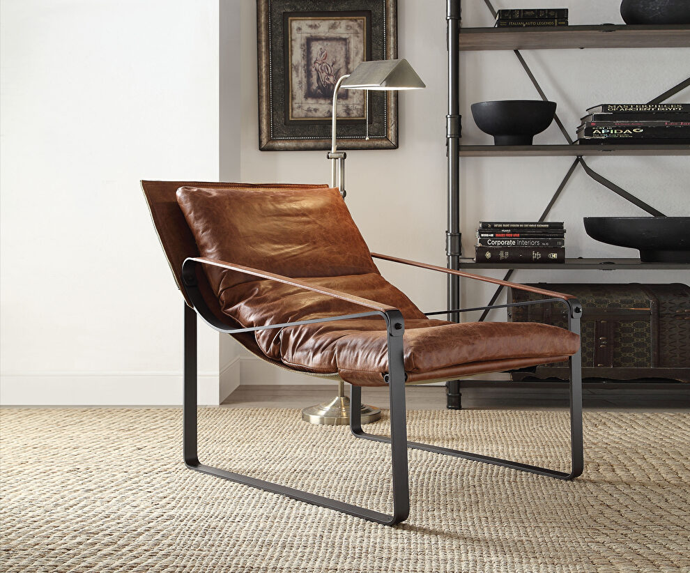Cocoa top grain leather accent chair by Acme