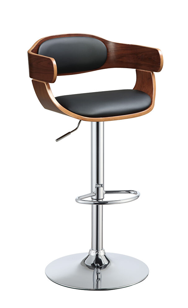 Walnut wood adjustable stool with swivel function by Acme