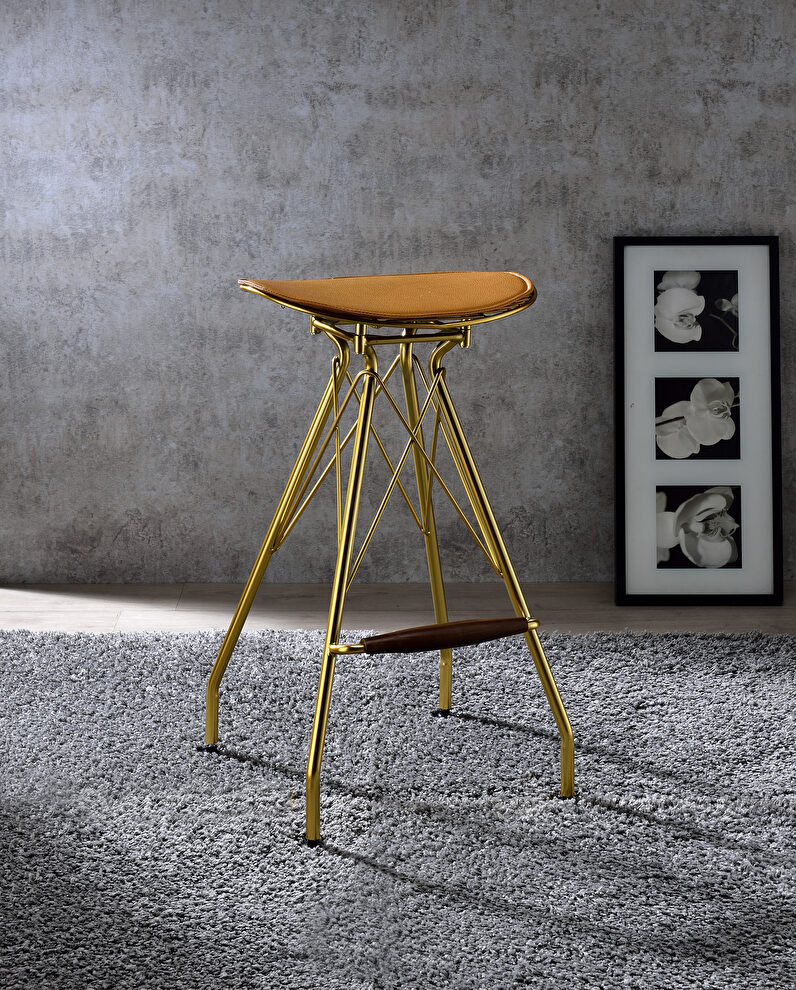 Whiskey pu & gold bar stool by Acme