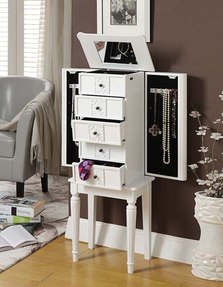 White finish jewelry armoire by Acme