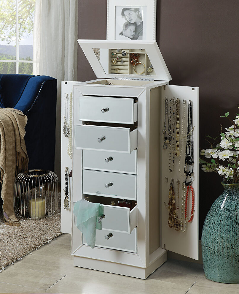 White finish armoire for jewelry by Acme