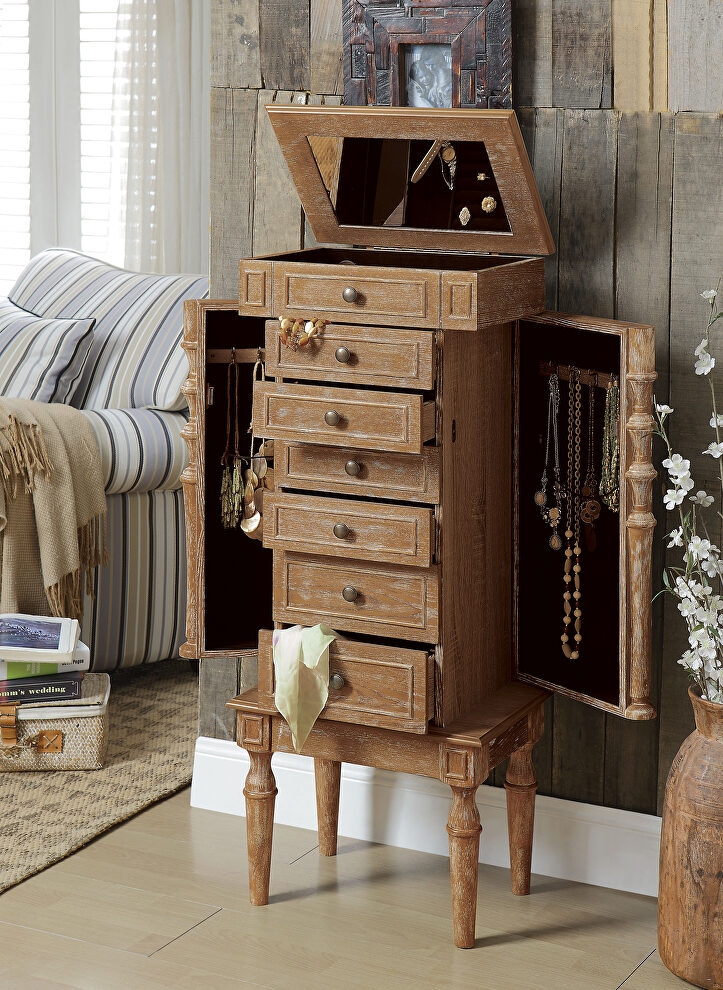 Weathered oak finish jewelry armoire by Acme