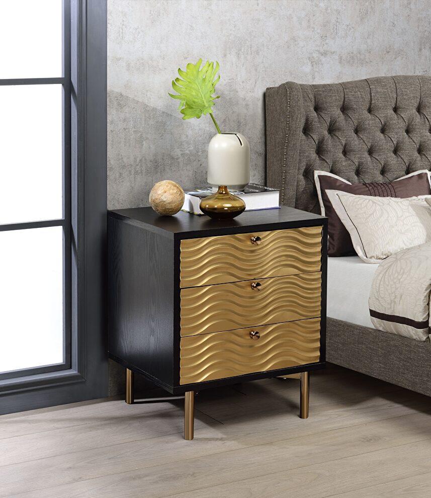 Black & champagne gold accent table by Acme