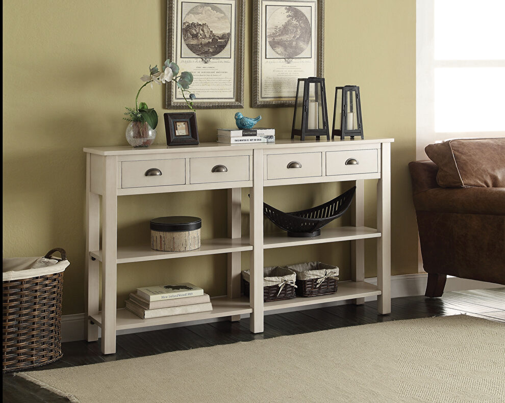 Cream finish console table by Acme