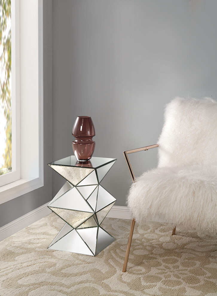 Mirrored pedestal stand by Acme