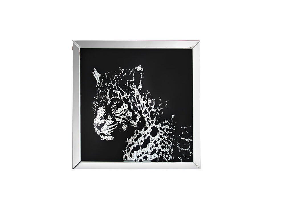 Mirrored & faux crystal leopard wall decor by Acme