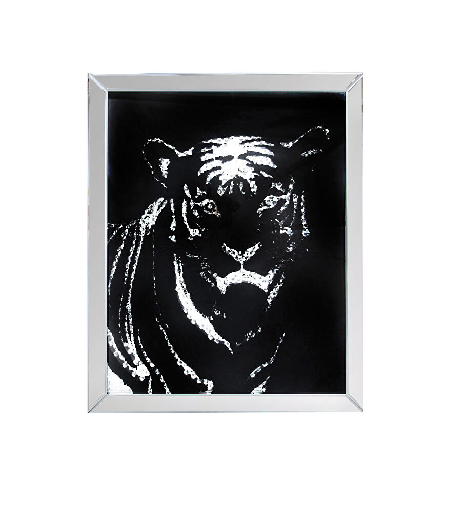 Mirrored and faux crystal tiger wall decor by Acme